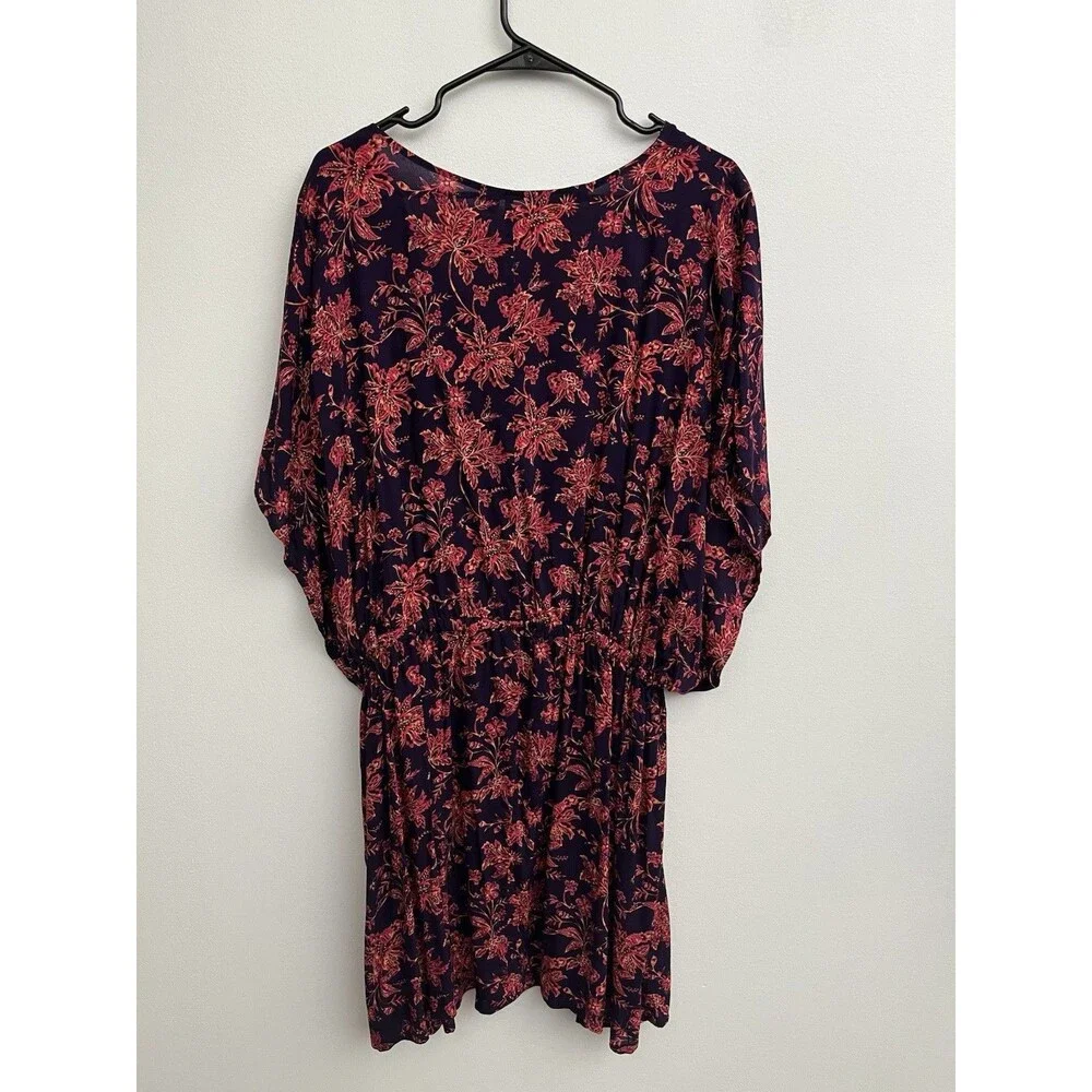 Lands' End Women's XL/XXL Swim Cover-Up Dress Floral Purple Pink 100% Modal